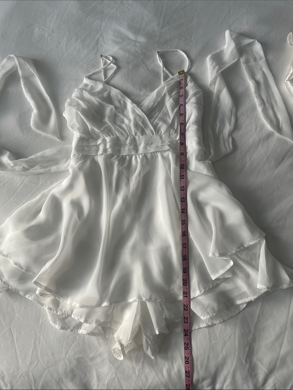 Altar'd State White Chiffon Double Layer Romper Dress Medium - Picture 11 of 14